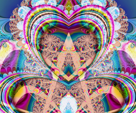 Computer generated abstract colorful fractal artwork for creative design, art, home decoration and entertainmentの写真素材