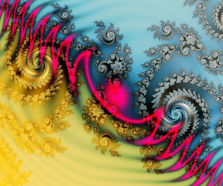 Computer generated abstract colorful fractal artwork for creative design, art, home decoration and entertainmentの写真素材