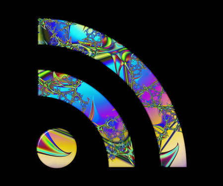 3D render of symbol with colorful fractal and glossy effect embellishment