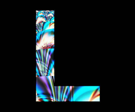 3D render of alphabet letter with colorful fractal and glossy effect embellishmentの写真素材