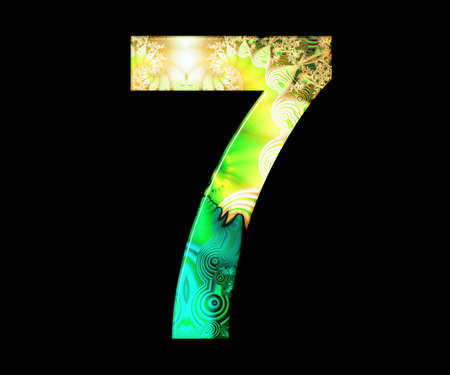 3D render of number with colorful fractal and glossy effect embellishmentの写真素材