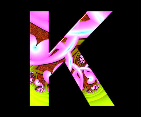 3D render of alphabet letter with colorful fractal and glossy effect embellishmentの写真素材