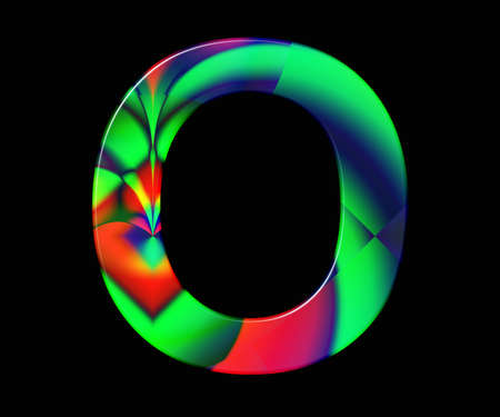 3D render of alphabet letter with colorful fractal and glossy effect embellishmentの写真素材