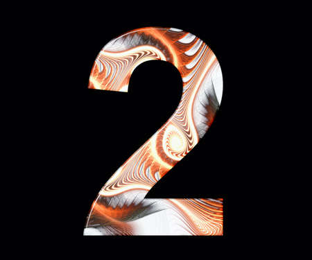 3D render of number with colorful fractal and glossy effect embellishmentの写真素材