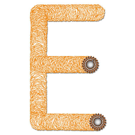 3D render of funny tube alphabet letter with colorful fractal kaleidoskope effect embellishmentの写真素材