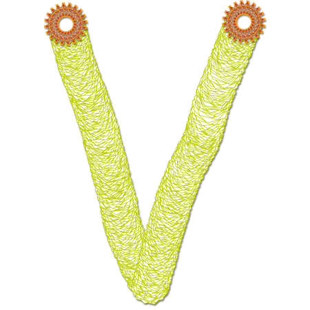 3D render of funny tube alphabet letter with colorful fractal kaleidoskope effect embellishmentの写真素材