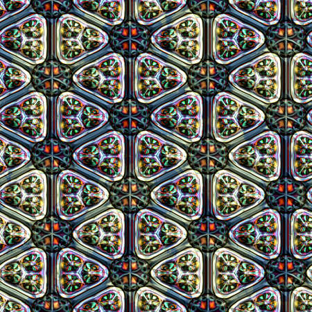 3D rendering of creative colorful engraved ornamental seamless background pattern tileの写真素材