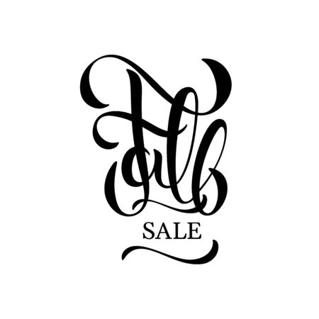 Fall sale hand drawn lettering for store, shop poster, voucher, web, mobile. Discount autumn banner, special offer promotions, ad signboard, social media season sale template on white backgroundのイラスト素材