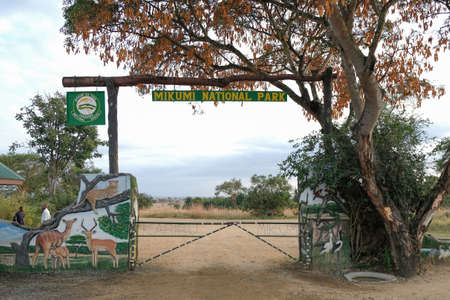 Mikumi, Tanzania - July 10, 2018: Main enter to Mikumi national parkのeditorial素材