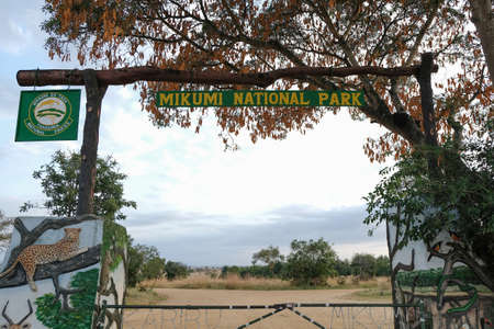 Mikumi, Tanzania - July 10, 2018: Main enter to Mikumi national parkのeditorial素材