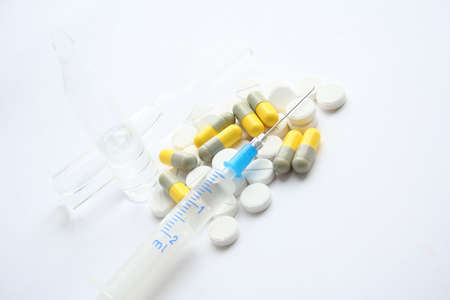 Medicine topic - syringe,pills,capsules, etc.の写真素材