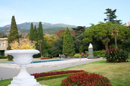 Beautiful garden in the mountains, Crimea; Nikita