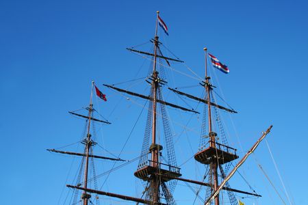 Old time ship at the harbour