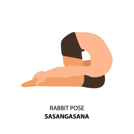 Man practicing yoga pose isolated Vector Illustration. Man standing in rabbit pose or sasangasan pose, Yoga Asana iconのイラスト素材