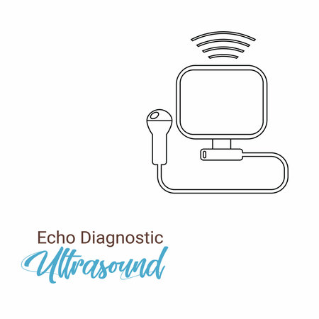 Ultrasound diagnosis icon vector illustration. Medical ultrasound. Echocardiography. Echo Diagnostic Test iconのイラスト素材