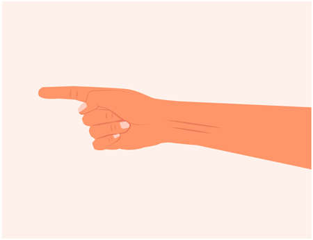 Hand touching or pointing to something with the index finger. Hand making gesture while showing something isolated white background.のイラスト素材