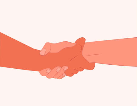 Shaking hands. Two hands gesture. Hold someone else's hand to help. Helping each other.のイラスト素材