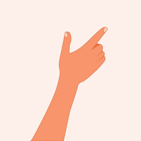 Hand touching or pointing to something with the index finger. Hand making gesture while showing something isolated white background.のイラスト素材