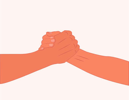 Shaking hands. Two hands gesture. Hold someone else's hand to help. Helping each other.のイラスト素材