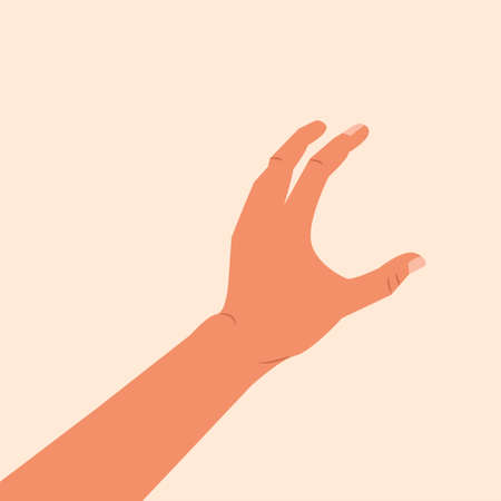 Hand touching or holding to something. Hand making gesture while grasp or catch, take, keep something isolated white background.のイラスト素材