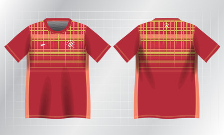 Soccer jersey or football jersey template for sportswear. Front and back view. abstract background pattern for sport jersey design mockupのイラスト素材