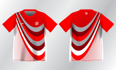 Soccer jersey template for football kit or soccer uniform. abstract red and gray background pattern for sport jersey design mockupのイラスト素材