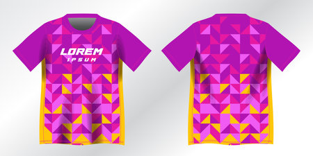 T-shirt design template, Abstract geometric pattern for sportswear. abstract purple and pink background pattern for sport jersey design mockupのイラスト素材