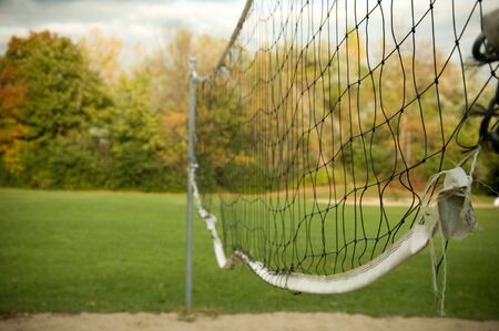 an old volleyball net from the park.の写真素材