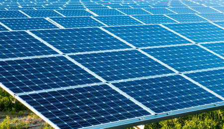 Photo of the solar panels as renewable source of energy.