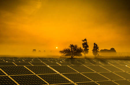 Photo of the solar panels as renewable source of energy.