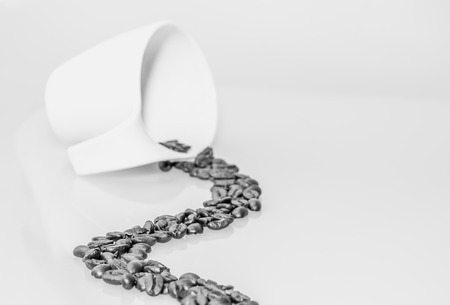 Coffee beans path that goes into the coffee cupの写真素材