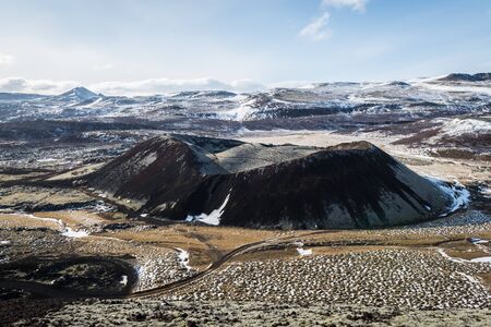 Volcano landscape in Iceland during winterの写真素材