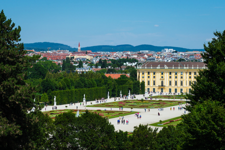 Schuenbrunn Palace - former imperial summer residence, Vienna, Austriaの写真素材
