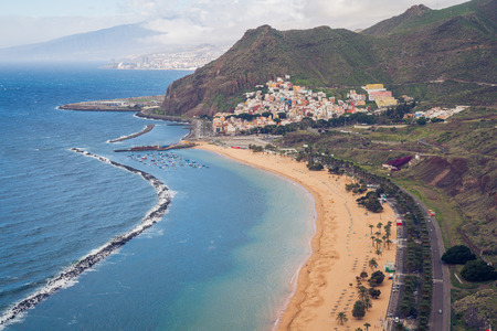 San Andres, Tenerife. Amazing coastline with beaches and tourist attractions. Anaga Mountains in the background.の写真素材