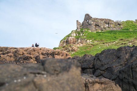 Duntulm Castle Ruins, Scotland, UKの写真素材