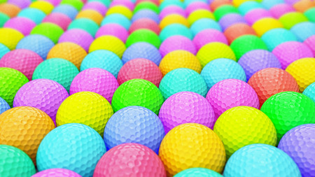 A Huge Vibrant Array of Colorful Golf Ballsの写真素材