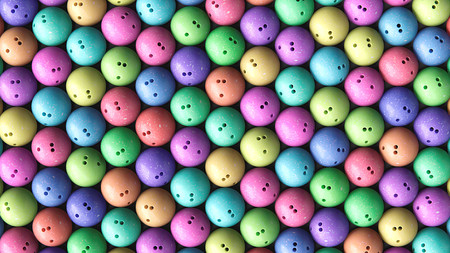 Aerial Shot of Colorful Tightly Packed Bowling Ballsの写真素材
