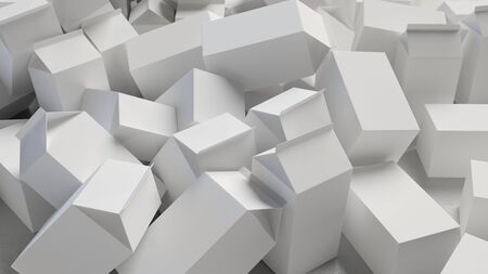 Chaotic Pile of Blank Cardboard Cartons. This image is a 3D illustration.の写真素材