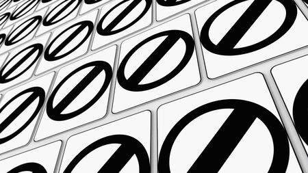 Ordered grid of null traffic signs. This image is a 3d illustration.の写真素材