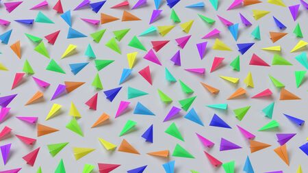 Huge array of paper planes in various bright colors. This image is a 3d illustration.の写真素材