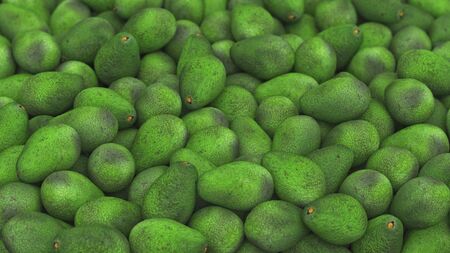 Pile of avocado under neutral studio lighting. This image is 3d illustration.