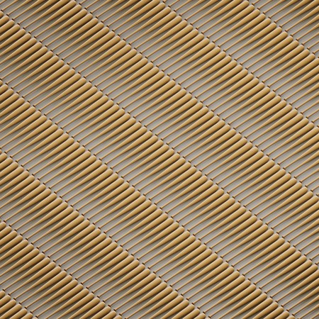 Isometric array of perfectly aligned blank baseball bats. This image is a 3d render.