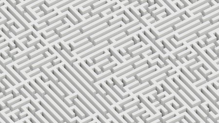 Isometric infinite white granite maze landscape. This image is a 3d render.