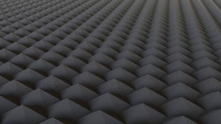 Dark abstract landscape of hexagonal knurl shapes. This image is a 3d render.の写真素材