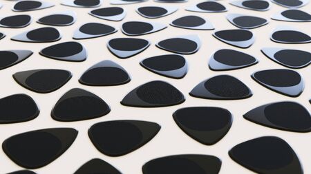 Tightly packed, uniform grid of Guitar Picks under even studio lighting. This image is a 3d renderingの写真素材