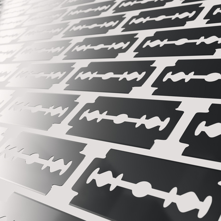 Isolated infinite array of densely packed razor blades presented with a shallow depth of field. This...