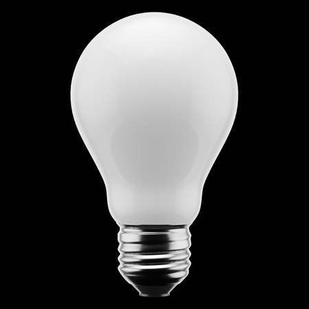 Floating light bulb isolated on a black background for easy compositing. This image is a 3d render.の写真素材