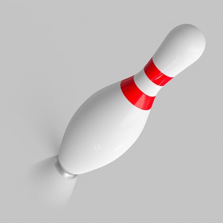 3d rendered Bowling Pin on a seamless reflective white surface for easy compositing.の写真素材