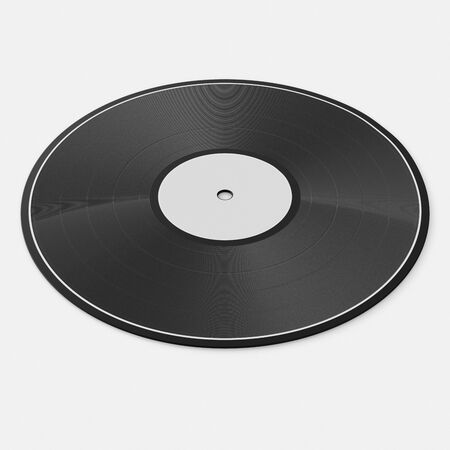 3d rendered vinyl record on a seamless reflective white surface for easy compositing.の写真素材