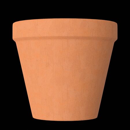Floating terracotta pot isolated on a black background for easy compositing. This image is a 3d render.の写真素材